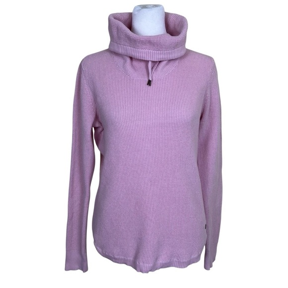 Lauren Ralph Lauren Sweaters - Ralph Lauren LRL Waffle Knit Cowl Neck Casual Sweater Pale Pink Cotton Sz S